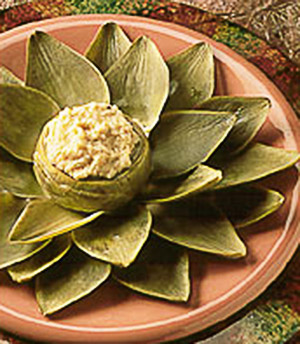 Artichoke Hors D'oeuvre with Sweet Anise and Chick Pea Dip